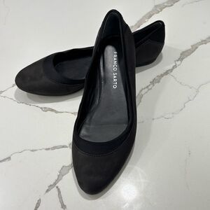 Franco Sarto | Women’s Coal Grey and Black Leather Caterina Ballet Flat Size 7.5